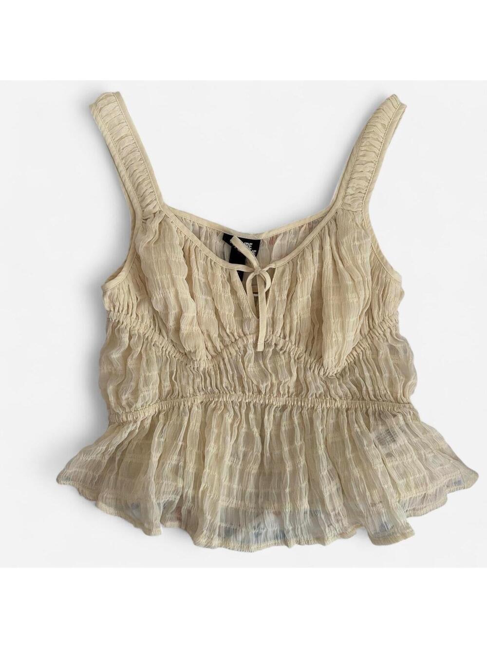 Women's Cream and Yellow Crop-top